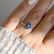 Load image into Gallery viewer, Blue-Sapphire-Lucky-Ring-close-up-white-gold
