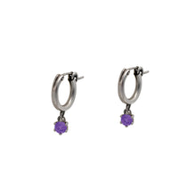 Load image into Gallery viewer, Amethyst-Huggie-Hoop-Earrings
