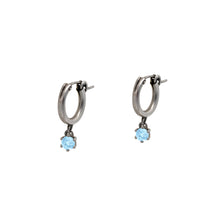 Load image into Gallery viewer, Aquamarine-Huggie-Hoop-Earring
