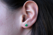 Load image into Gallery viewer, Chrysoprase Cabochon Earrings in Sterling Silver
