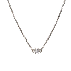 Round White Sapphire Necklace in Sterling Silver