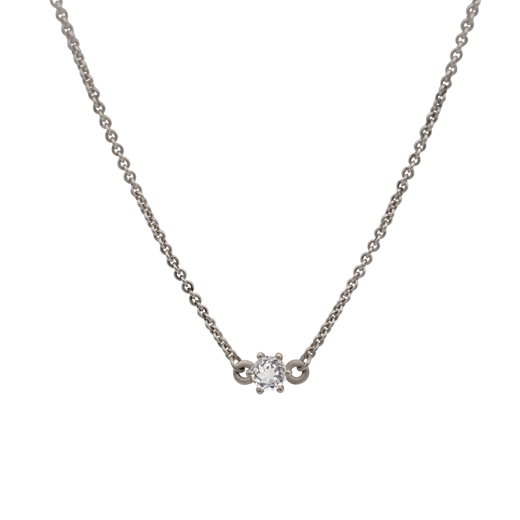 Round Rock Quartz Necklace in Sterling Silver