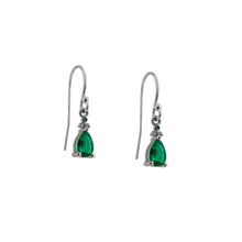 Load image into Gallery viewer, One of a Kind Emerald Earrings with Alexandrite and Diamond Accents in 14k White Gold
