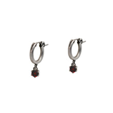 Load image into Gallery viewer, Garnet-Huggie-Hoop-Earrings
