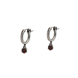 Garnet-Huggie-Hoop-Earrings
