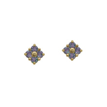 Load image into Gallery viewer, Gold-Alexandrite-Lucky-Clover-Stud-Earrings
