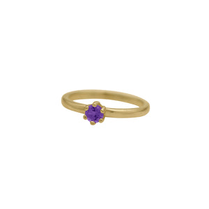 Amethyst Round Faceted Stacking Ring