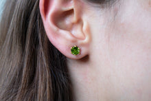 Load image into Gallery viewer, 6mm-Gold-Green-Tourmaline-Faceted-Studs
