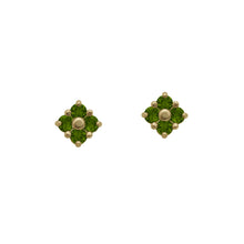 Load image into Gallery viewer, Gold-Green-Tourmaline-Lucky-Clover-Stud-Earrings

