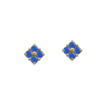 Load image into Gallery viewer, Gold-Lapis-Lucky-Clover-Stud-Earrings

