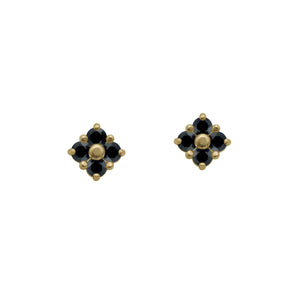 Gold-Lucky-Clover-Black-Spinel-Stud-Earring