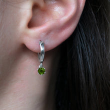 Load image into Gallery viewer, Green-Tourmaline-Huggie-Hoop-Earrings
