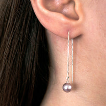 Load image into Gallery viewer, Lilac-Pearl-Threader-Earrings

