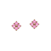 Load image into Gallery viewer, Pink-Sapphire-Lucky-Clover-Stud-Earrings
