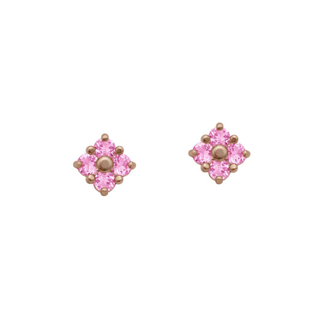 Pink-Sapphire-Lucky-Clover-Stud-Earrings