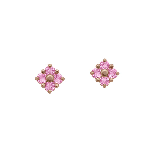 Pink-Spinel-Lucky-Clover-Stud-Earrings