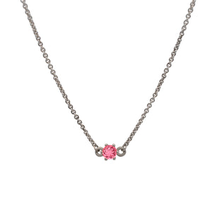 Round Pink Tourmaline Necklace in Sterling Silver