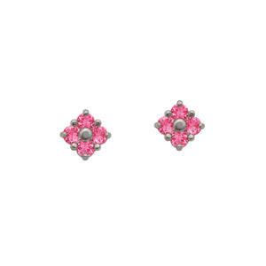 Lucky Clover Stud Earrings in Pink Tourmaline