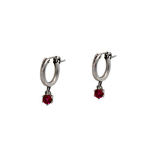 Load image into Gallery viewer,    Rhodolite-Garnet-Huggie-Hoop-Earrings
