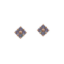 Load image into Gallery viewer,    Rose-Gold-Alexandrite-Lucky-Clover-Stud-Earring
