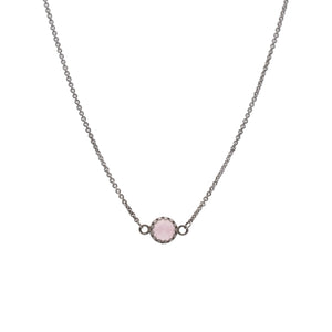 Rose Quartz Gallery Style Necklace in Sterling Silver