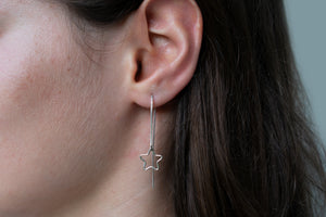 Mismatch Moon and Star Threader Earrings