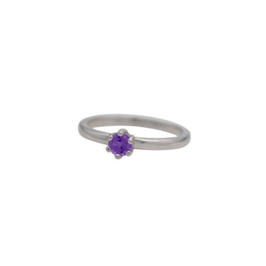 Amethyst Round Faceted Stacking Ring