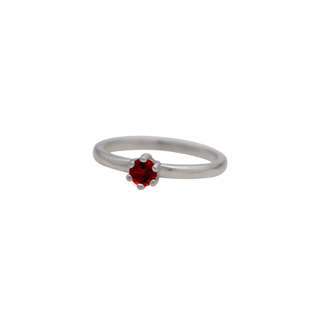 Garnet Round Faceted Stacking Ring