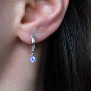 Tanzanite Huggie Hoop Earrings in Sterling Silver