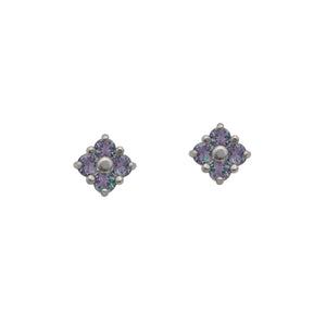 White-Gold-Alexandrite-Lucky-Clover-Stud-Earrings