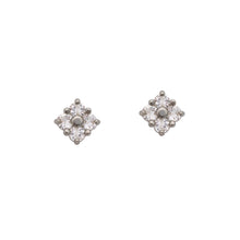 Load image into Gallery viewer, White-Sapphire-Sterling-Lucky-Clover-Stud-Earring
