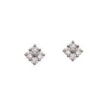 Load image into Gallery viewer,       White-Sapphire-White-Gold-Lucky-Clover-Stud-Earring
