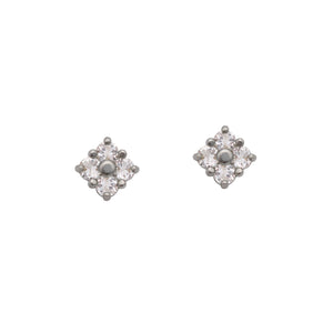       White-Sapphire-White-Gold-Lucky-Clover-Stud-Earring