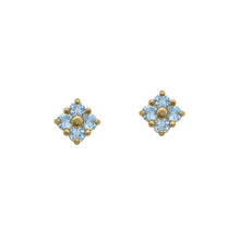 Load image into Gallery viewer,    Yellow-Gold-Aquamarine-Stud-Earrings
