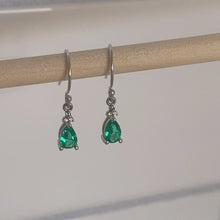 Load and play video in Gallery viewer, One of a Kind Emerald Earrings with Alexandrite and Diamond Accents in 14k White Gold
