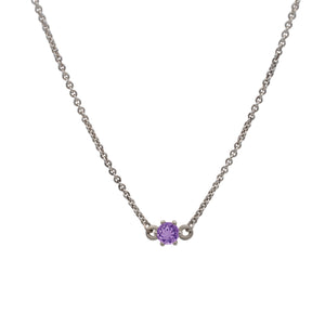 Round Amethyst Necklace in Sterling Silver