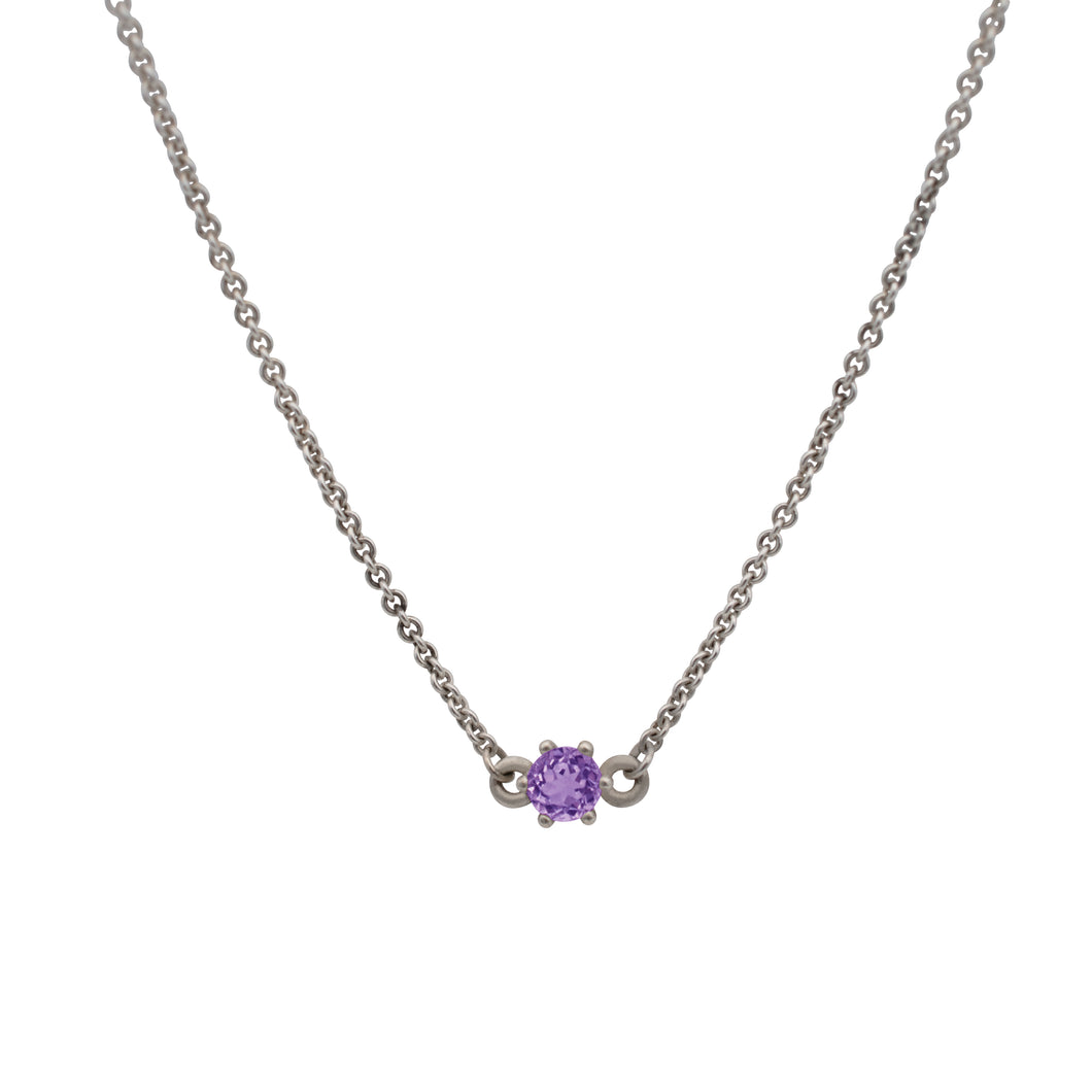 Round Amethyst Necklace in Sterling Silver