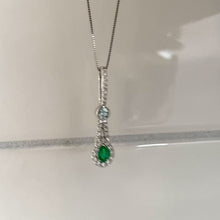 Load and play video in Gallery viewer, One of a Kind Emerald Pendant with Alexandrite and Diamond Accents in 14k White Gold
