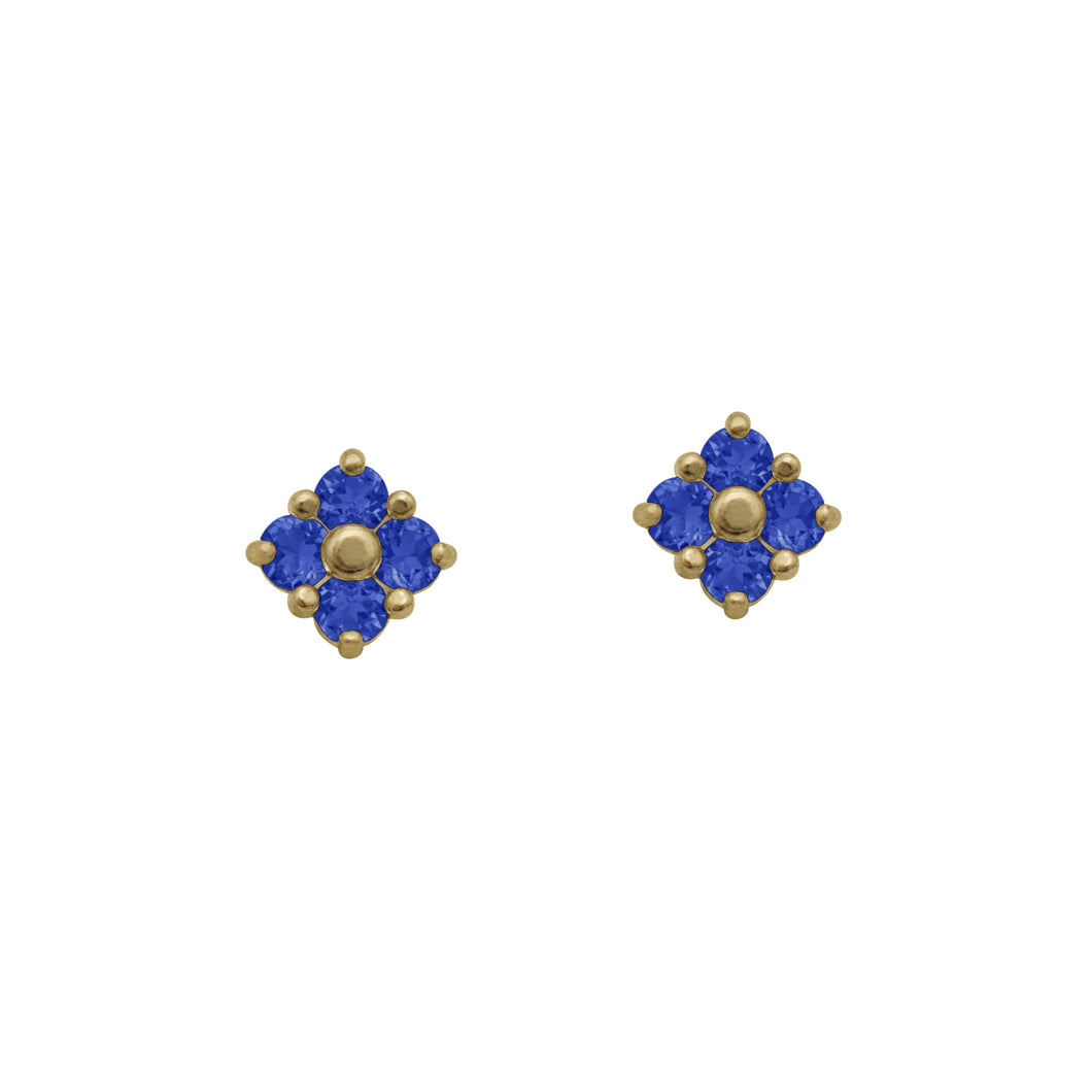Lucky Clover Stud Earrings in Blue Sapphire