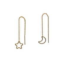Load image into Gallery viewer, Mismatch Moon and Star Threader Earrings
