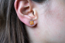 Load image into Gallery viewer, Spessartite-garnet-Lucky-Clover-Studs
