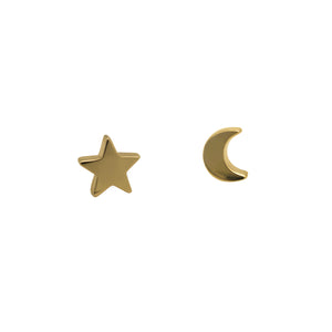 Mismatch Moon and Star Stud Earrings