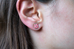 Lucky Clover Stud Earrings in Pink Tourmaline