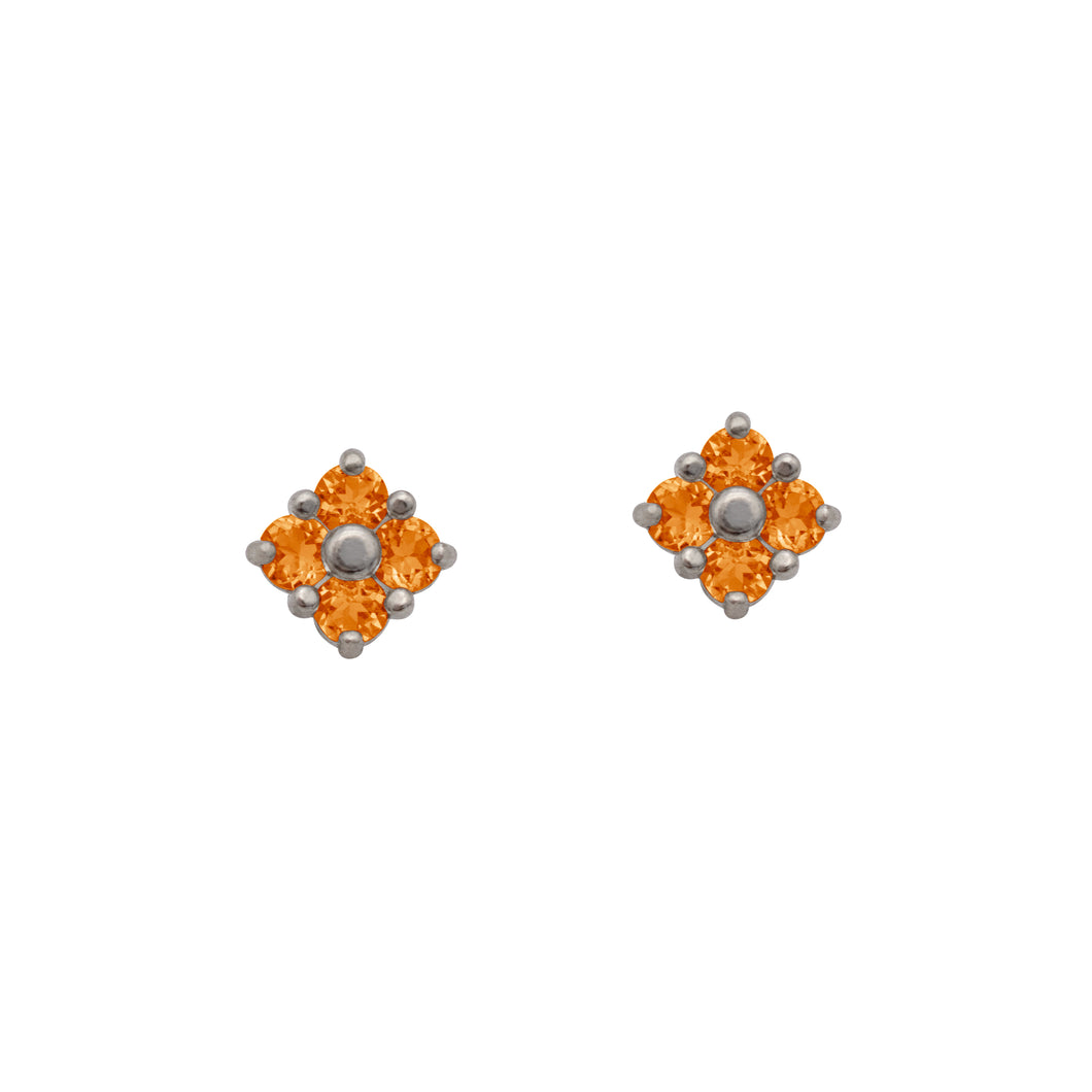 Spessartite-garnet-Lucky-Clover-Studs
