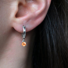 Load image into Gallery viewer, Spessartite-Garnet-Huggie-Hoop-Earrings
