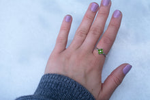 Load image into Gallery viewer, Lucky Clover Ring in Green Tourmaline
