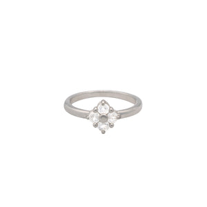 Lucky Clover Ring in White Sapphire