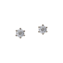 Load image into Gallery viewer, sterling-silver-white-sapphire-facated-stud
