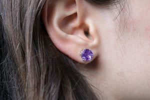 8mm Amethyst Stud Earrings