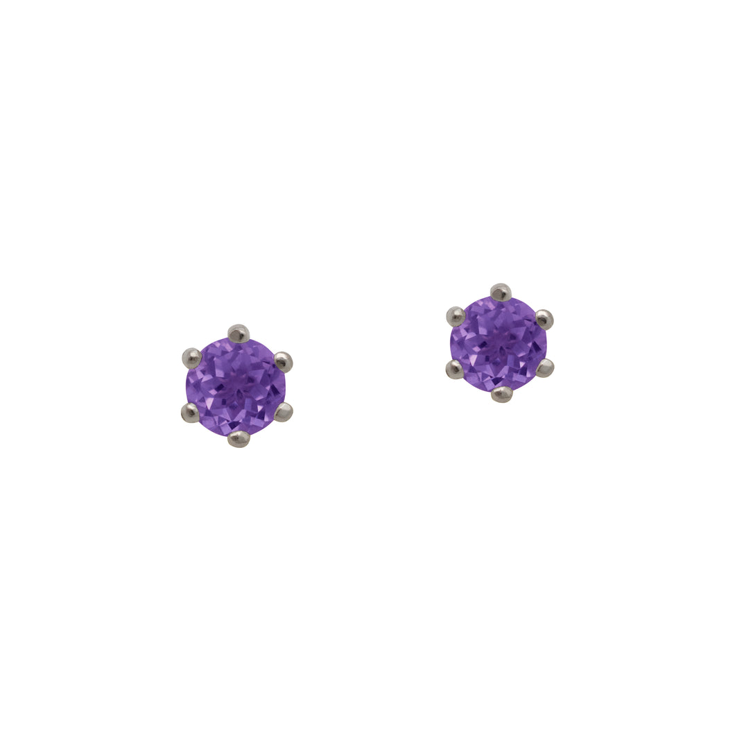 Sterling Silver Amethyst Stud Earrings